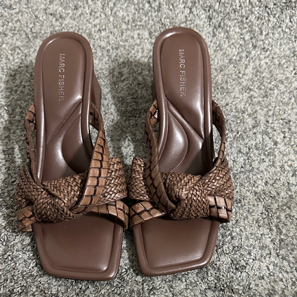 Marc Fisher Braided Knot Slide Sandals - Brown